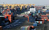 Containers ready for export are piled up at a port in Incheon on Feb. 1. [NEWS1]
