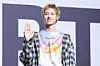 Cortis’s Martin poses for photos during a showcase for the release of the band’s first EP, ″Color Outside the Lines,″ at the Blue Square in central Seoul on Aug. 18. [DANIELA GONZALEZ PEREZ]