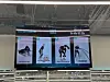 A screen displays detailed instructions and moves during a training session at Fit Station, located in Ttukseom Station in eastern Seoul, on April 17. [CHO JUNG-WOO]