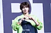 Cortis’s Juhoon poses for photos during a showcase for the release of the band’s first EP, ″Color Outside the Lines,″ at the Blue Square in central Seoul on Aug. 18. [DANIELA GONZALEZ PEREZ]
