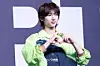 Cortis’s Juhoon poses for photos during a showcase for the release of the band’s first EP, ″Color Outside the Lines,″ at the Blue Square in central Seoul on Aug. 18. [DANIELA GONZALEZ PEREZ]