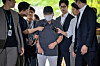 The driver, center, of a car that plowed into a sidewalk, killing nine people, arrives at the Seoul Central District Court on July 30, 2024, to undergo questioning ahead of the court's decision on whether to issue an arrest warrant. [YONHAP]