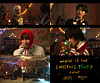 Stills from AxMxP's new music video where the members perform a mashup of 'A Holly Jolly Christmas' (1964) and 'Jingle Bell Rock' (1957). [FNC ENTERTAINMENT]