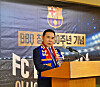 Genesis BBQ Chairman Yoon Hong-geun speaks at a press briefing at Lotte Hotel in Jung District, central Seoul, on June 10, held to commemorate the chicken franchise's upcoming 30th anniversary and sponsorship for FC Barcelona's friendly match against FC Seoul on July 31. [GENESIS BBQ]
