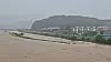 Water levels rise dangerously in a stream flowing through Jeondong-myeon, Sejong, on the morning of July 17 as heavy rain pounds the area. A heavy rain warning is issued for Sejong at 1:12 a.m. that day. [YONHAP]