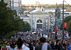 Protesters march during a remembrance rally for the victims of the Novi Sad train accident in Belgrade, Serbia, on Sept. 1. The march, organized by high school and university students, commemorates ten months since the railway station canopy collapsed on Dec. 1, 2024, killing 16 people. [EPA/YONHAP]