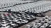 Hyundai Motor and Kia's cars are awaiting to be exported at a port in Pyeongtaek, Gyeonggi, on March 27. [YONHAP]