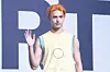 Cortis’s James poses for photos during a showcase for the release of the band’s first EP, ″Color Outside the Lines,″ at the Blue Square in central Seoul on Aug. 18. [DANIELA GONZALEZ PEREZ]