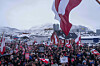 People protest against U.S. President Donald Trump's policy towards Greenland in front of the U.S. consulate in Nuuk, Greenland on Jan. 17. [AP/YONHAP]