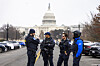 Police gather at a scene outside the U.S. Capitol, where a man was arrested with what the police said appeared to be a gun in Washington on Feb. 17.  [EPA/YONHAP]