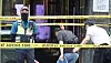 Officials from the Bucheon Hotel Fire Investigation Headquarters of the Gyeonggi Provincial Police Agency are seen at the scene of the fire on Monday. [YONHAP]
