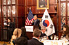 Korea's Land Minister Kim Yun-duk speaks during an event celebrating a low-carbon ammonia plant project in Indiana at a hotel in Washington on Jan. 5. [MINISTRY OF LAND, INFRASTRUCTURE AND TRANSPORT]