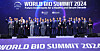 Participants pose for a photo at the opening ceremony of the 2024 World Bio Summit held in Incheon on Monday. [YONHAP]