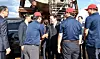 President Lee Jae Myung meets with workers at Hanwha Philly Shipyard on Aug. 26 during his visit to the United States. [JOINT PRESS CORPS]