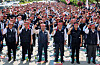 The Seoul city bus union chant slogans during a rally in front of the Korea Transportation Workers’ Union building in Songpa District, southern Seoul, on May 26. The demonstration was held to express solidarity among bus workers and demand better labor conditions ahead of a planned general strike. [NEWS1]