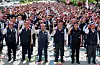 The Seoul city bus union chant slogans during a rally in front of the Korea Transportation Workers’ Union building in Songpa District, southern Seoul, on May 26. The demonstration was held to express solidarity among bus workers and demand better labor conditions ahead of a planned general strike. [NEWS1]