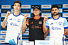 Team K League manager Kim Pan-gon, center, is flanked by goalkeeper Jo Hyeon-woo, left, and forward Cesinha at a press conference at Suwon World Cup Stadium in Suwon, Gyeonggi, on July 29, the eve of Team K League's exhibition match against Newcastle United. [YONHAP]