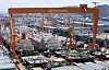 A large-scale crane is seen at a Hanwha Ocean shipyard in Geoje, South Gyeongsang on July 31. [NEWS1]
