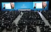 Participants attend the opening ceremony of the fifth INC session at Bexco in the southeastern city of Busan on Monday, as part of efforts to develop an international legally binding instrument on plastic pollution. [YONHAP]