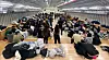 Yeonpyeong Island residents take cover in one of the eight shelters on the island on Friday. [ONGJIN COUNTY OFFICE/YONHAP]