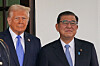 U.S. President Donald Trump, left, welcomes Japanese Prime Minister Shigeru Ishiba to the White House in Washington on Feb. 7. [REUTERS/YONHAP]