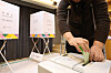 A voter casts their ballot at a polling station in Seocho District, southern Seoul, during the general elections on April 10, 2024. [NEWS1]