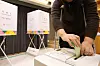 A voter casts their ballot at a polling station in Seocho District, southern Seoul, during the general elections on April 10, 2024. [NEWS1]