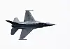 A U.S. Pacific Air Forces F-16 fighter jet performs an aerial demonstration during the ″Osan Air Power Day 2025″ at Osan Air Base in Pyeongtaek, Gyeonggi, on May 11. [YONHAP]