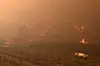 A wildfire burns on a mountain ridge in Giran-myeon, Andong, in North Gyeongsang on March 25. [NEWS1]