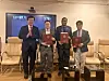 Officials from Incheon Free Economic Zone and the Indian Institute of Technology Roorkee pose for a photo after signing a memorandum of understanding for research and development on smart cities at Sarvottam Uttar Pradesh Global Governance & Smart City Vision 2025 in Noida on April 9. [INCHEON FREE ECONOMIC ZONE]
