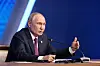 Russian President Vladimir Putin gives a press conference on the sidelines of the 2024 BRICS Summit in Kazan, western Russia, on Thursday. [REUTERS/YONHAP]