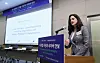 This photo, provided by the Federation of Korean Industries, shows Anne Neuberger, former U.S. deputy national security adviser for cyber and emerging technologies, speaking at a cybersecurity seminar in Seoul on May 27. [YONHAP]