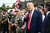 U.S. President Donald Trump speaks while visiting federal troops at the U.S. Park Police Anacostia operations facility in Washington on Aug. 21. [AFP/YONHAP]