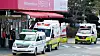 Ambulance vehicles are parked outside a university hospital in Daejeon on Feb. 4. [JOONGANG ILBO]