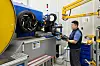 A researcher inspects tires to detect even the slightest vibrations at Hyundai Motor Group's Namyang R&D Center in Hwaseong, Gyeonggi, on July 23. [HYUNDAI MOTOR]