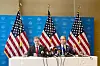 U.S. Treasury Secretary Scott Bessent and U.S. Trade Rep. Jamieson Greer attend a news conference after trade talks with China in Geneva on May 12,. [REUTERS]