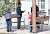 Elderly citizens hang out in a park in Daeju on April 9. [NEWS1]