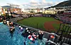 Spectators watch a KBO game from the infinity pool inside Hanwha Life Eagles Park in Daejeon. [HANWHA EAGLES]