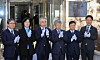 Members of a second comprehensive special counsel team, led by special prosecutor Kwon Chang-young, third from left, clap during a plaque unveiling ceremony at its office in Gwacheon, Gyeonggi, on Feb. 25. [YONHAP]