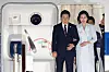 President Lee Jae Myung, left, and first lady Kim Hea kyung arrive at Seoul Air Base in Seongnam, Gyeonggi, early June 19, after a three-day trip to Canada to take part in the G7 summit. [JOINT PRESS CORPS]