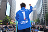 Democratic Party candidate Lee Jae-myung speaks at Cheonggye Square in central Seoul on May 12, the first day of the official campaign period before the June 3 presidential election. [YONHAP]