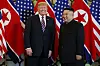 U.S. President Donald Trump meets North Korean leader Kim Jong-un on Feb. 27, 2019, in Hanoi. [AP/YONHAP]