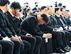Victims' representative Park Han-shin sheds tears at the joint memorial ceremony held for the victims of the Jeju Air crash at Muan International Airpot on Jan. 18. [JOINT PRESS CORPS]