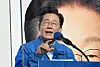 Democratic Party presidential candidate Lee Jae-myung delivers a speech during a campaign rally in Namyangju, Gyeonggi, on May 26. [JOONGANG ILBO]
