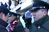 Park Se-hyeon, right, the grandson of former President Park Chung Hee (1917-1979), salutes to his father, Park Ji-man, chairman of EG, during a graduation ceremony for the 1,323rd class of new recruits at the Marine Corps Education and Training Group in Pohang, North Gyeongsang, on Dec. 4. [SCREEN CAPTURE]