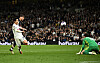Manchester City's Stefan Ortega, right, saves a shot by Tottenham Hotspur's Son Heung-min at Tottenham Hotspur Stadium in London, England on Tuesday. [REUTERS/YONHAP]