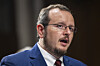 Former Immigration and Customs Enforcement (ICE) employee Ryan Schwank speaks at a bicameral public forum on 'constitutional violations and abuses by ICE' in the Dirksen Senate Office Building in Washington on Feb. 23. [EPA/YONHAP]