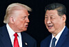 U.S. President Donald Trump and Chinese President Xi Jinping talk as they leave after a bilateral meeting at Gimhae International Airport, on the sidelines of the Asia-Pacific Economic Cooperation (APEC) summit, in Busan, Korea, Oct. 30. [REUTERS/YONHAP]