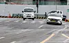 The road near the construction site of Shinansan Line underground tunnel construction site in Gwangmyeong, Gyeonggi is seen elevated on April 14. [NEWS1]