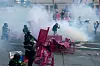 Police clear demonstrators after they blocked a street with a barricade during a protest against federal immigration sweeps in downtown Los Angeles, California, U.S. June 8, 2025. [REUTERS/YONHAP]